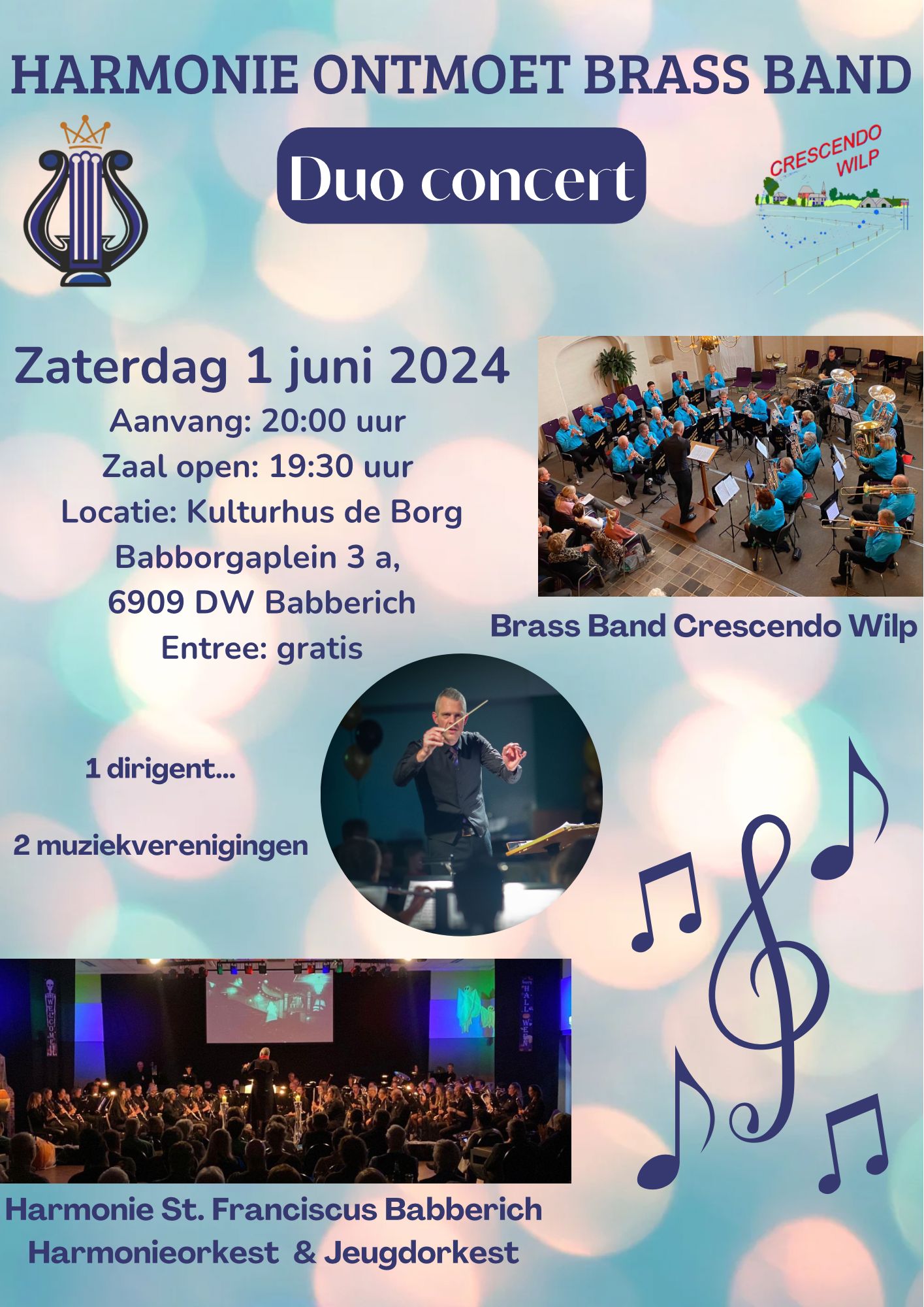 Flyer Harmonie ontmoet Brass Band 1 juni 2024 Facebook